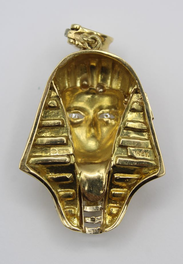 Colgante Oro 18kt Faraón Diamantes Esmalte Azul