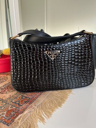 Bolso Prada Negro Cocodrilo