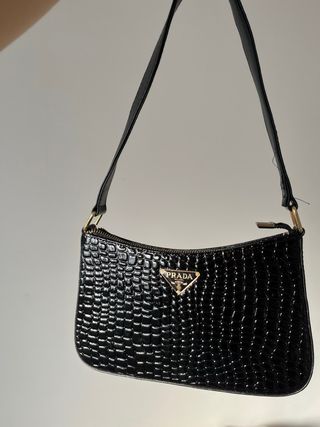 Bolso Prada Negro Cocodrilo