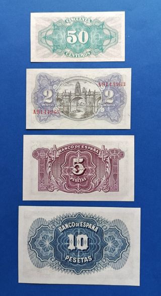 SC 2 pts 1938  5 y 10 Pesetas 1935 republica 