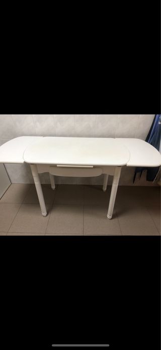 Mesa de cocina extensible madera blanca