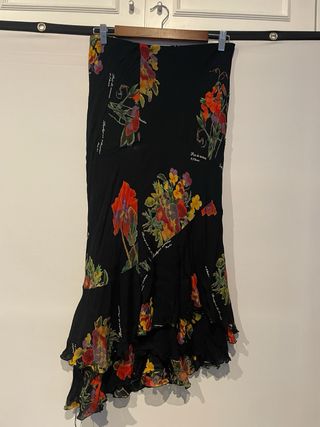 Falda larga estampada flores
