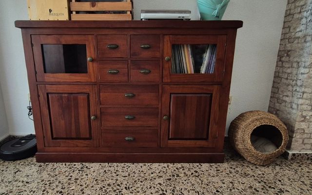 Conjunto de muebles de salón madera natural maciza