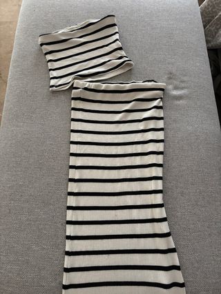 Conjunto Bershka Top y Falda Rayas
