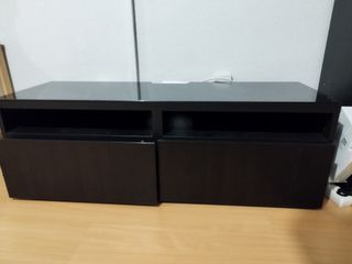 Mueble TV madera y cristal