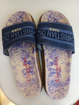 Chanclas Modelo Christian Dior Paris Beige/Azul