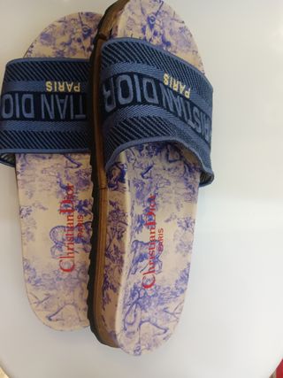 Chanclas Modelo Christian Dior Paris Beige/Azul