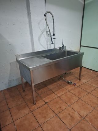 Fregadero industrial doble grifo pedal