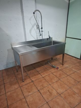 Fregadero industrial doble grifo pedal