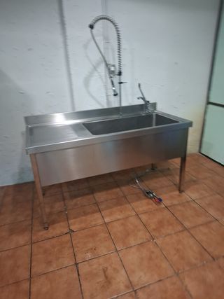 Fregadero industrial doble grifo pedal