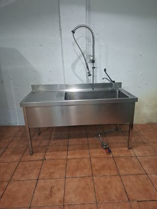 Fregadero industrial doble grifo pedal