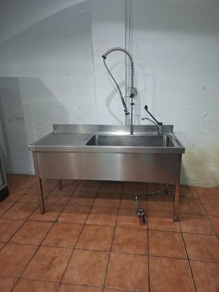 Fregadero industrial doble grifo pedal