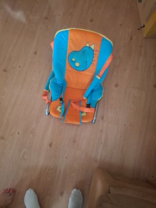 Hamaca bebé dinosaurio naranja y azul