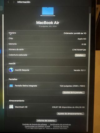 MacBook Air M3 2024 Gris Espacial