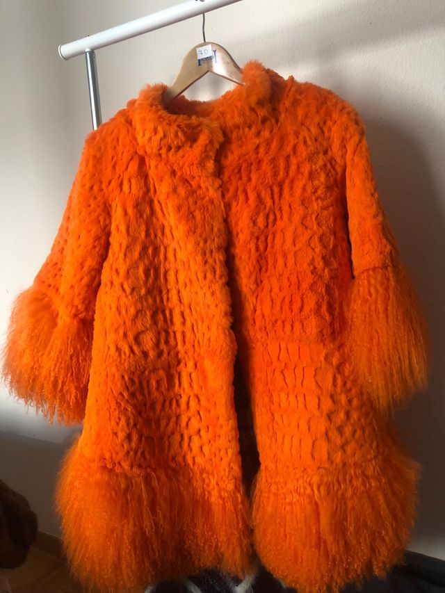 Chaquetón pelo fantasía naranja Talla L