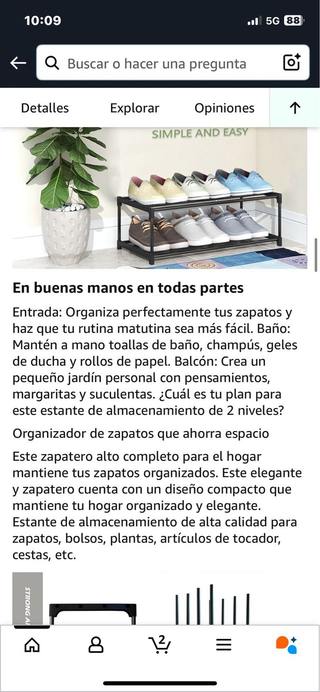 XIANGLV Porta Sapateira de 2 Camadas em Metal Preto. Ref. 35