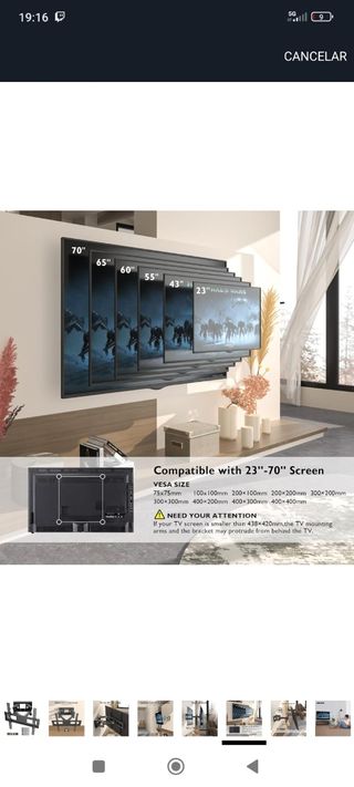 Soporte de pared para TV robusto