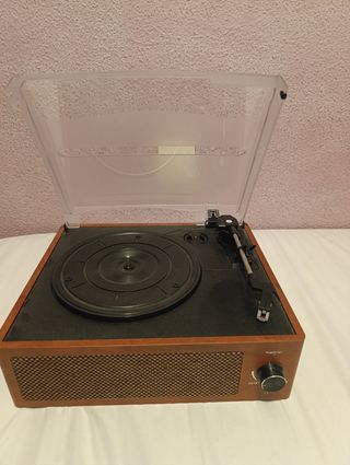 Tocadiscos Bluetooth Marrón y Negro