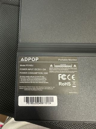 ADPOP Monitor Portatil 15.6'' FHD 1080P #110124