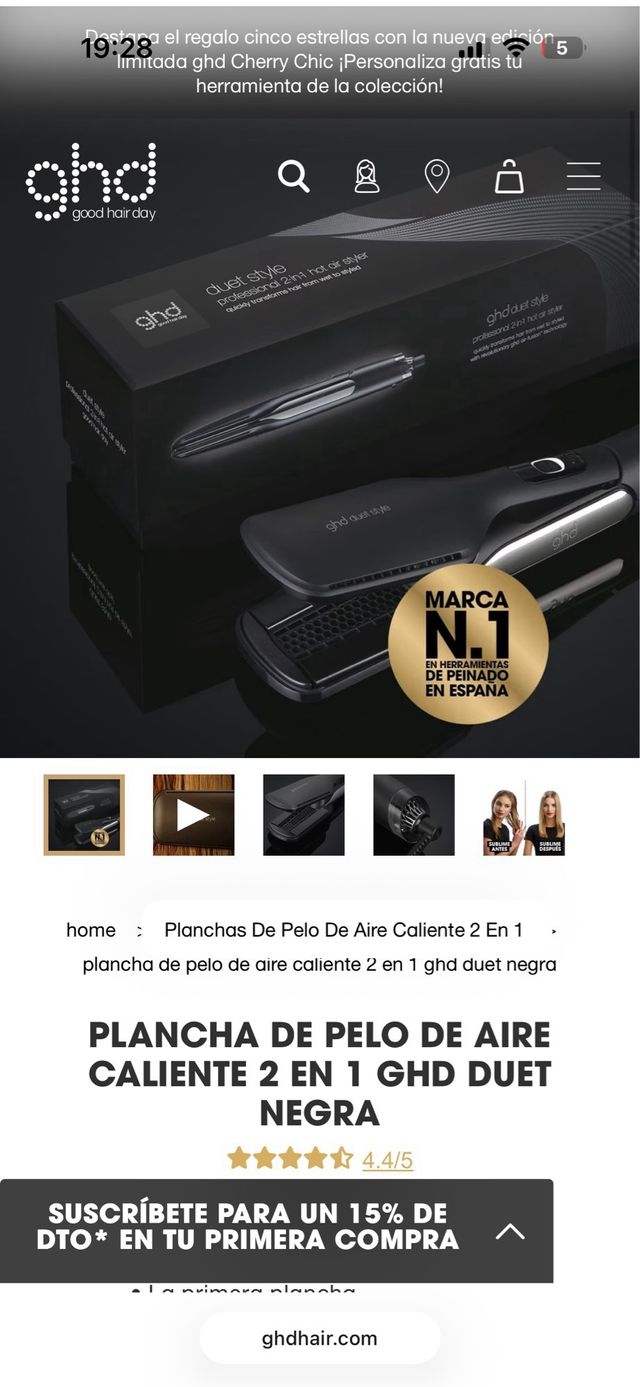 Plancha de pelo ghd negra