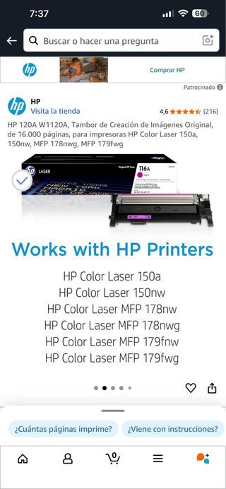 HP 120A W1120A Tambor Creación Imágenes