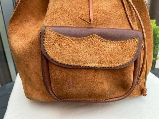Mochila artesanal cuero y ante