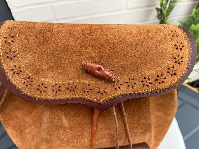 Mochila artesanal cuero y ante