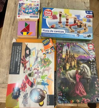 Lote de juegos: Puzzles, Canicas y Manualidades