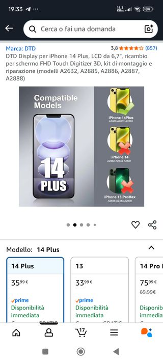 Display Schermo iPhone 13, 3 modelli, sconto 40%