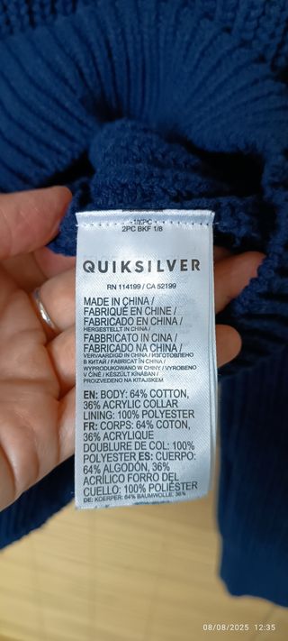 Jersey Quiksilver azul cuello alto botones