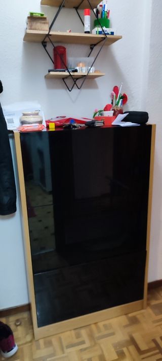 Zapatero de diseño cristal y madera