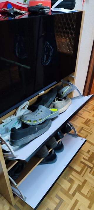 Zapatero de diseño cristal y madera