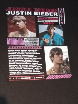 Camiseta Justin Bieber 2025