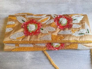 Bolso Vintage Italiano Dorado y Rojo