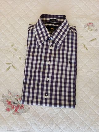 Camisa Hornby cuadros morado y blanco