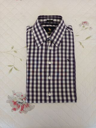 Camisa Hornby cuadros morado y blanco