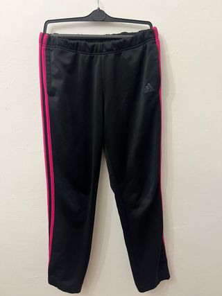 Pantaloni Adidas neri con bande rosa