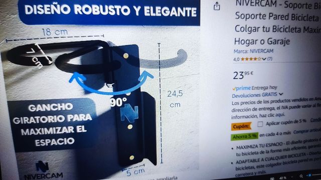 Soporte Bicicleta Pared Giratorio NUEVO