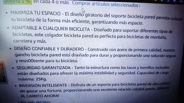 Soporte Bicicleta Pared Giratorio NUEVO