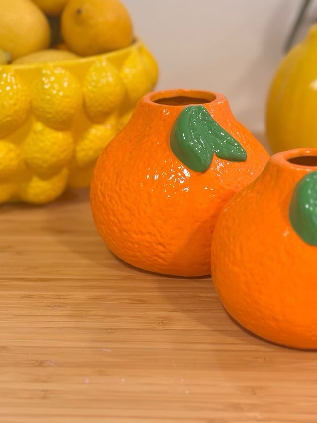 Juego 4 figuras decorativas limón y naranjas