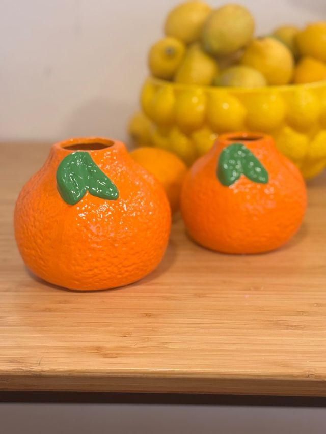 Juego 4 figuras decorativas limón y naranjas