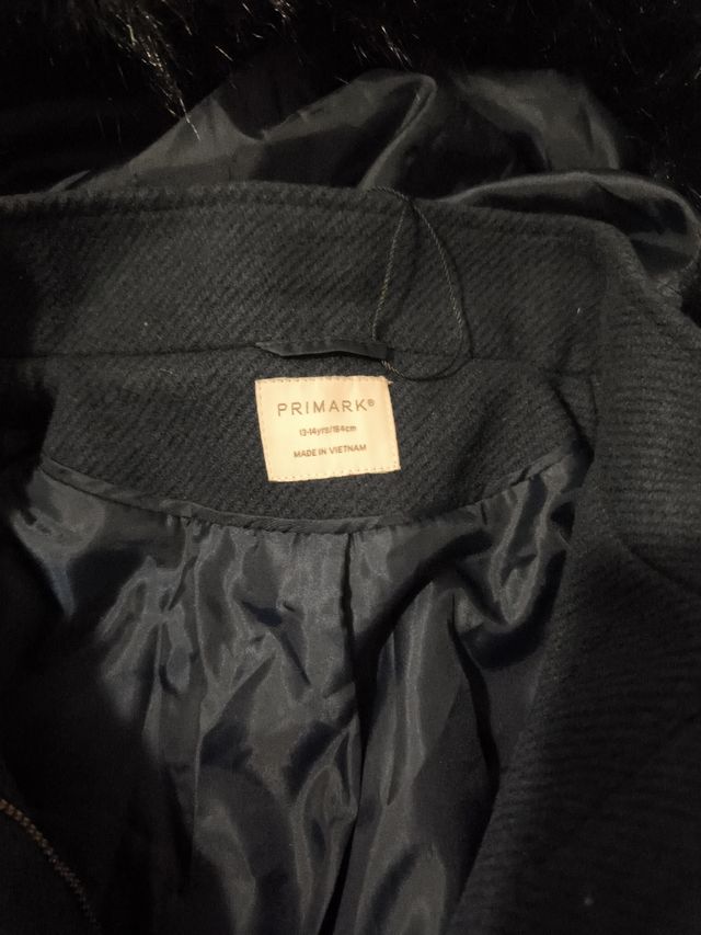 Abrigo azul con capucha de pelo Talla M