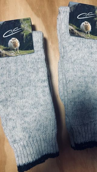 2 Pares Meias Lã Grossa CC Cinza Tamanho 40.5
