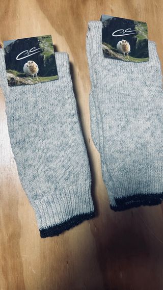 2 Pares Meias Lã Grossa CC Cinza Tamanho 40.5