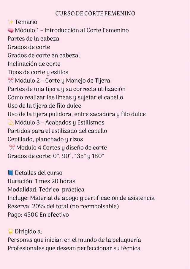 Curso de peluquería y estética