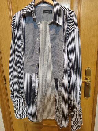 Camisa Zara Man Rayas Azul y Blanco