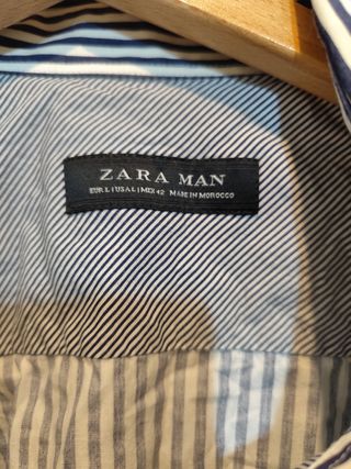 Camisa Zara Man Rayas Azul y Blanco