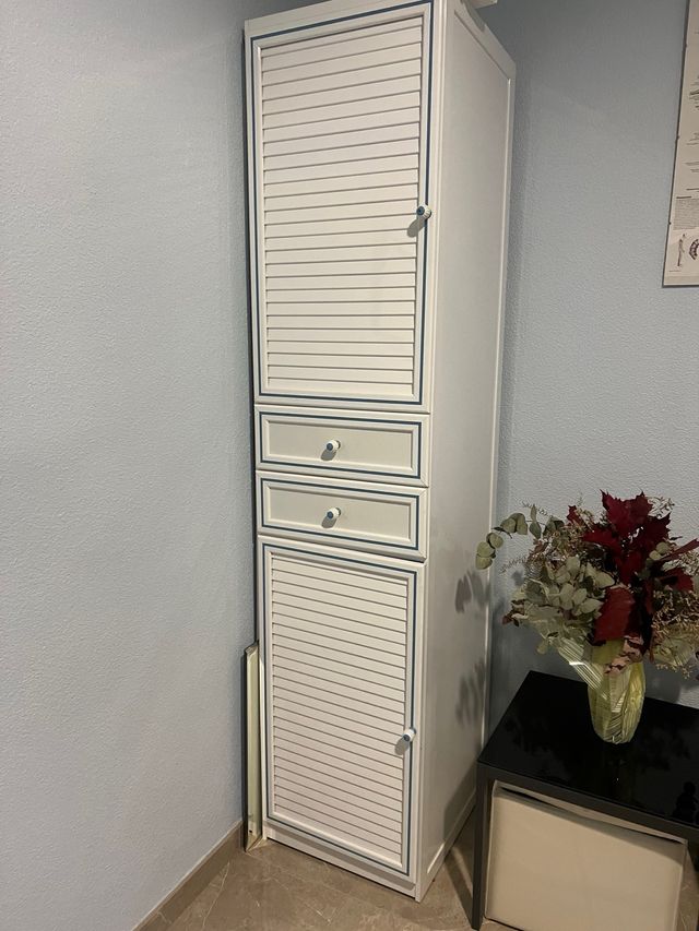 Armario alto blanco y azul