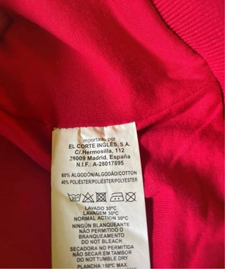 Chaqueta universitaria roja ElCortelngles -Talla S