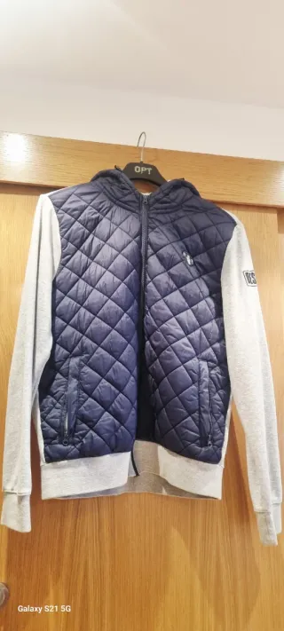 Abrigo Desigual azul y gris